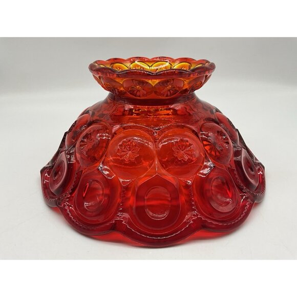 L.E. Smith Vintage Moon and Stars Amberina Red Footed Bowl MCM Collectible - Picture 6 of 10